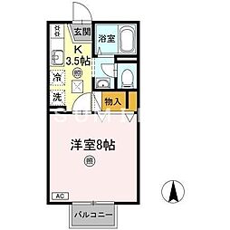 メゾンたちばな　C棟 1階1Kの間取り