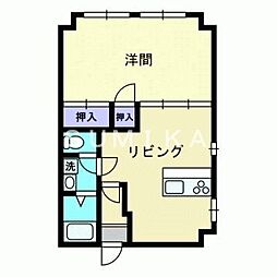 深可ヒュッテ 1LDKの間取図画像