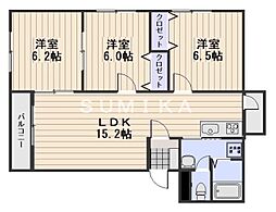 カーサソラーレ 3階3LDKの間取り