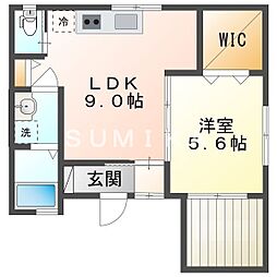 エフコーポ東山 2階1LDKの間取り