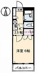 ハッピーハイツ今 1Kの間取図画像