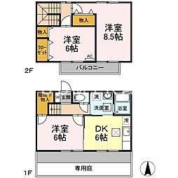コージーコート 2階3DKの間取り