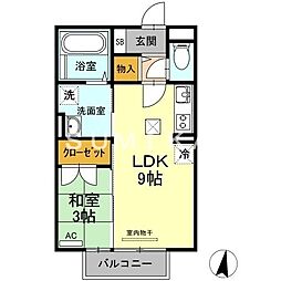 グランドソレイユ　A棟 1階1LDKの間取り