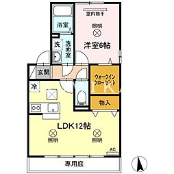 サンティーエ　A棟 1階1LDKの間取り