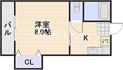 サンパレス弓之町 5階1Kの間取り