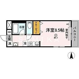 マメゾン三野 3階ワンルームの間取り