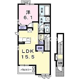 カレントレジデンス　Ｂ 2階1LDKの間取り