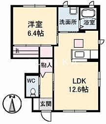 セントポーリア　Ｂ棟 1階1LDKの間取り