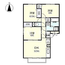 セジュールユウキ 3DKの間取図画像