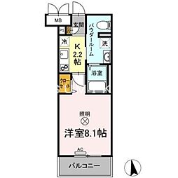 FORESTA岡山医大南 1Kの間取図画像