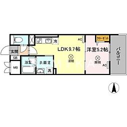 TWINTOWERSAZUKI 1LDKの間取図画像