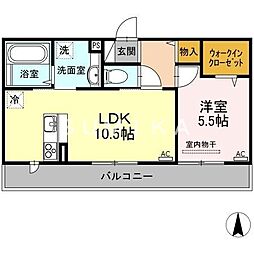 グランシャリオB 1LDKの間取図画像