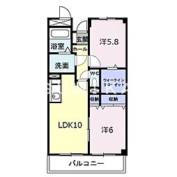 パルテール桑の木 2LDKの間取図画像