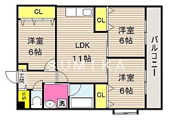 ピレニーズ奥田 3LDKの間取図画像