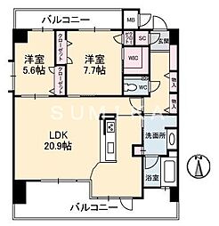 プレミアステーション西口 2LDKの間取図画像