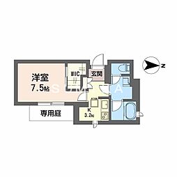 ウエストハイツ 1Kの間取図画像