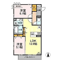 イルヴィラージュA 2LDKの間取図画像
