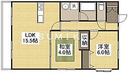 レジデンスイズミ 2LDKの間取図画像