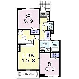 シェーネA 2LDKの間取図画像