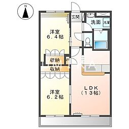 ヴェルドミール豊浜 2LDKの間取図画像