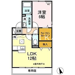 ルミエールA 1LDKの間取図画像