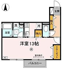 第5関ニューバリヤ ワンルームの間取図画像