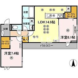 フェリックス 2LDKの間取図画像