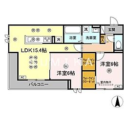 フェリックス 2LDKの間取図画像