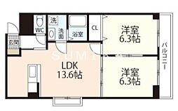 Whitestone白石 2LDKの間取図画像