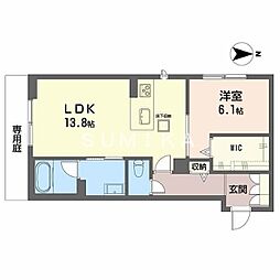 凛 1LDKの間取図画像