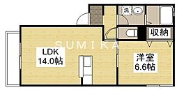ラ・パルテール操山壱番館 1LDKの間取図画像