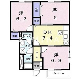 椿 3DKの間取図画像