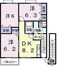 椿 3DKの間取図画像