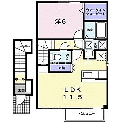 OAZOB棟 1LDKの間取図画像