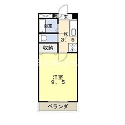 フォレスト東古松 1Kの間取図画像