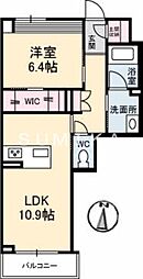 ソレイユコート中仙道 1LDKの間取図画像