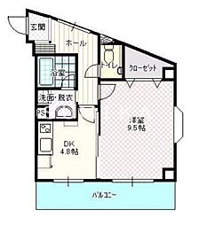 ハートフル医大南 1DKの間取図画像