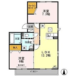 ベルパージュB 2LDKの間取図画像