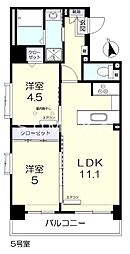 サンセール東古松2 2LDKの間取図画像