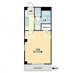 さぼうる住吉 1Kの間取図画像