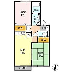 プレザント芳泉 2DKの間取図画像