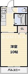 アジュール下中野 1Kの間取図画像
