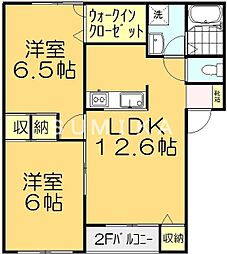 サンフラワーC 2LDKの間取図画像