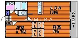 マリベール・共栄 2LDKの間取図画像