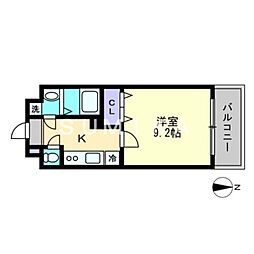 グランフォンテーヌ奉還町 1Kの間取図画像