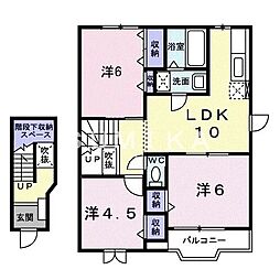 クレストタウンメイプルD 3LDKの間取図画像