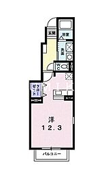 グランデyB棟 ワンルームの間取図画像