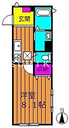 プライムロード 1Kの間取図画像
