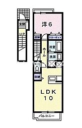 ブリッサ大安寺 1LDKの間取図画像