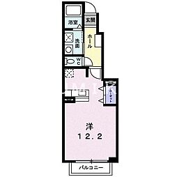 エヴァーグリーンB棟 ワンルームの間取図画像